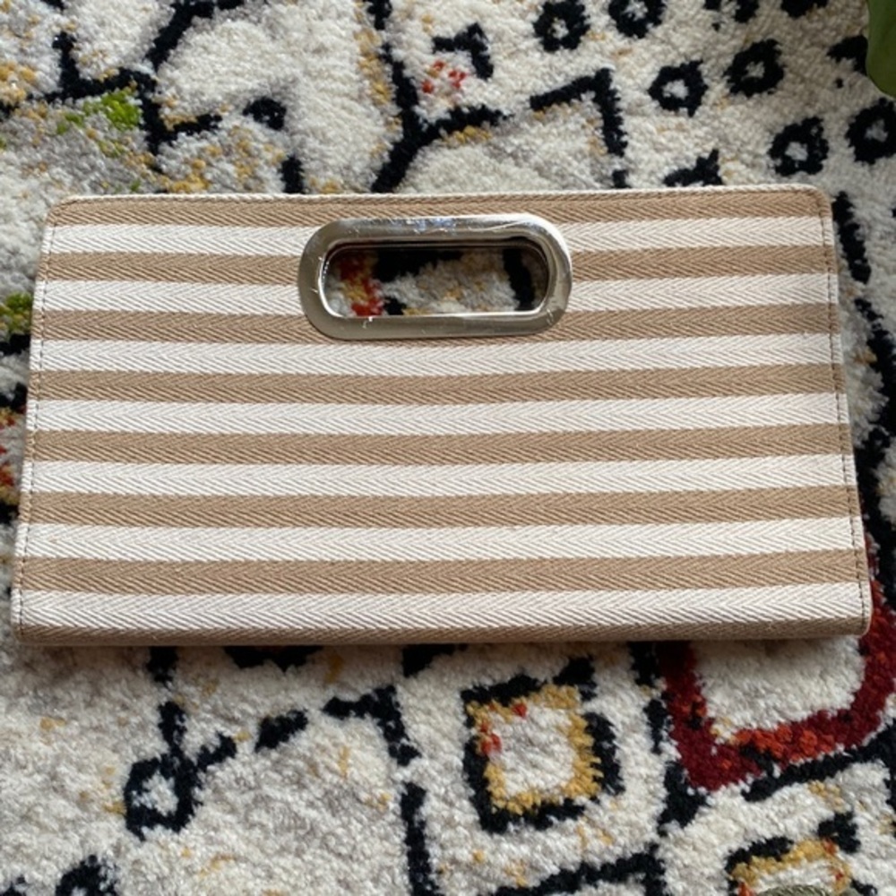 Cato RARE clutch! tan and white striped
